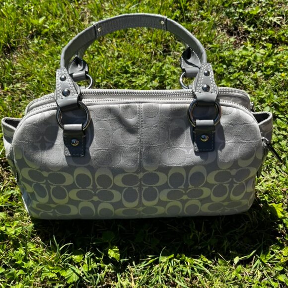 Coach Signature Canvas and Leather Shoulder Bag – Slate Gray, Silver - Picture 5 of 6